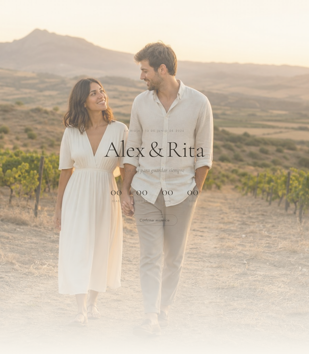 Web de boda de Alex y Rita en estilo clásico